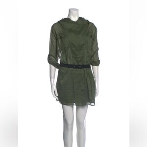 Green cotton belted dress